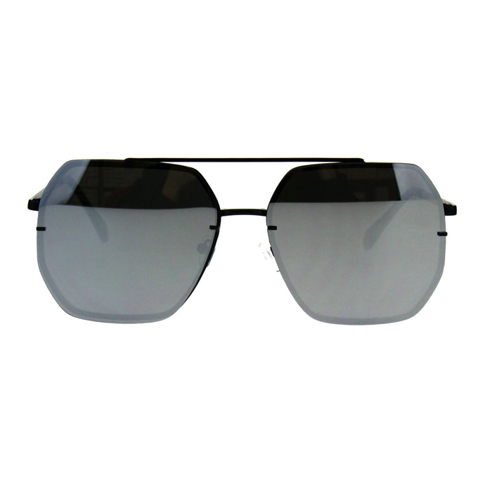 Hepta-Square Mirrored Aviator Sunglasses