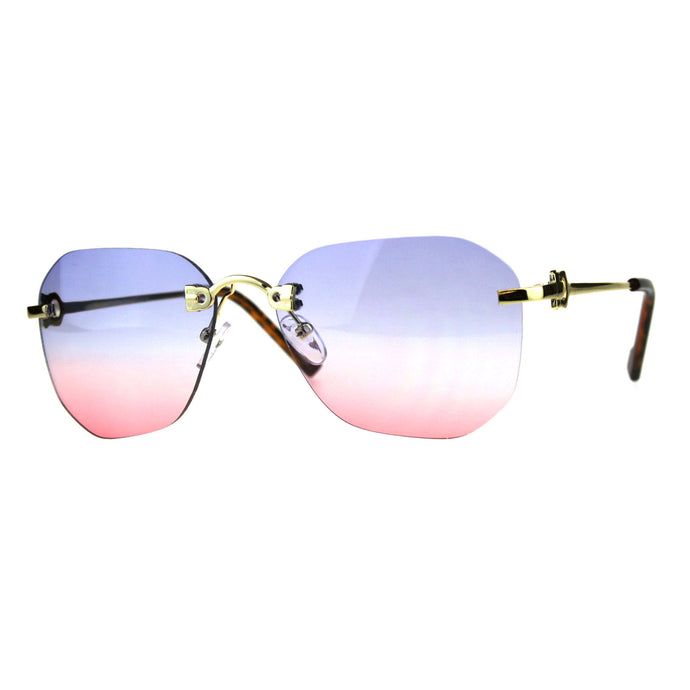 Rimless Designer Style Sunglasses (2-tone Color Lens)